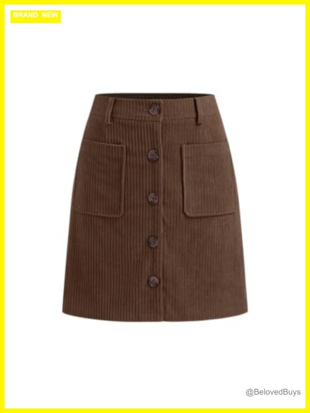 Corduroy A-Line Mini Skirt Button Down with Pockets